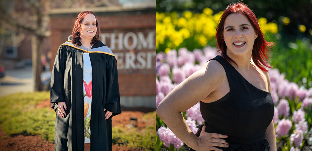 Combined photo with Elizabeth Doherty standing on the left and Stephanie Evans on the right.